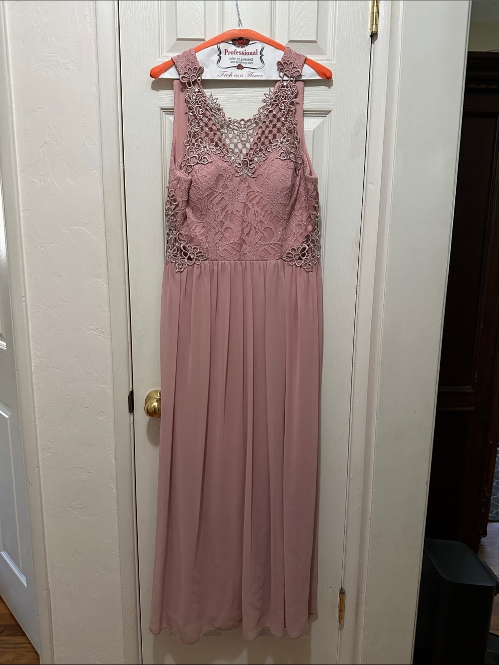 Dusty Rose Lace Bodice Maxi Dress - Size 13 - new/never worn